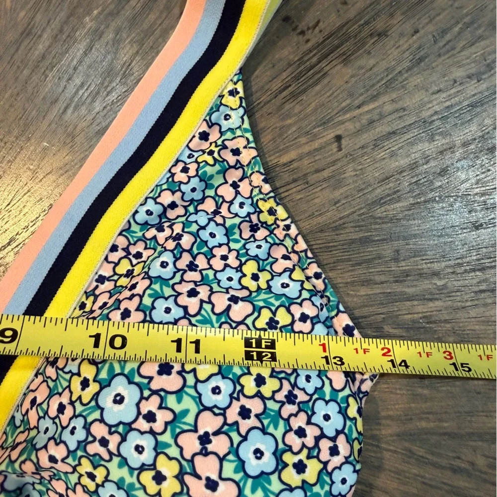 Juicy Couture Floral Bikini Top M‎ Striped Elastic Band